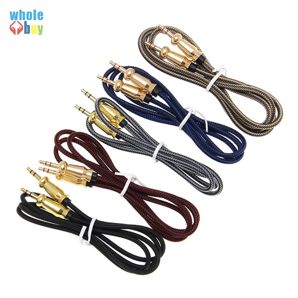 Top quality AUX gourd style metal head durable 3.5mm male to male audio cable plug Audio cable For Mp3 Speaker palyer 200pcs/lot