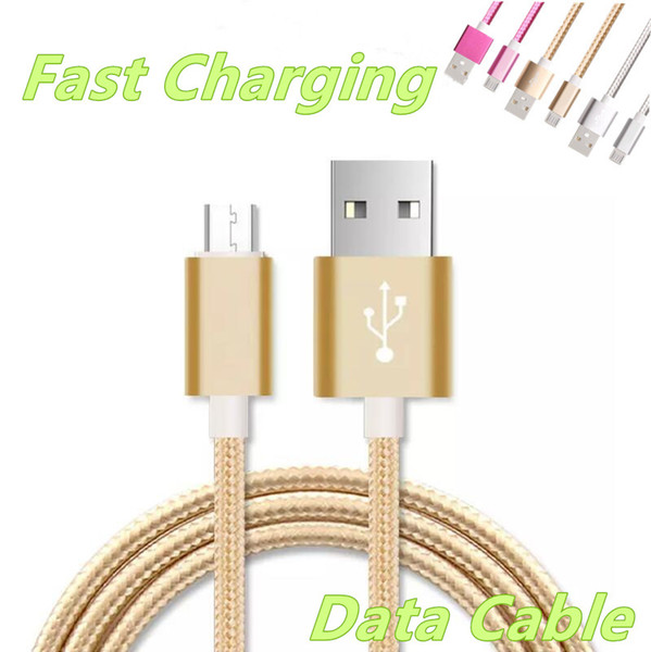 2.1A Unbroken heavy duty Metal Braid Type Micro USB Data Cable Charger Lead 1M 2M 3M For IPhone 5 6 7 8 Samsung S5 S6 S7 S8 Charging MQ100