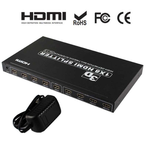 HDMI splitter 1x8 HDCP 1.4 protocol Full 3D and 4K x 2K for HDTV DVD Xbox TX