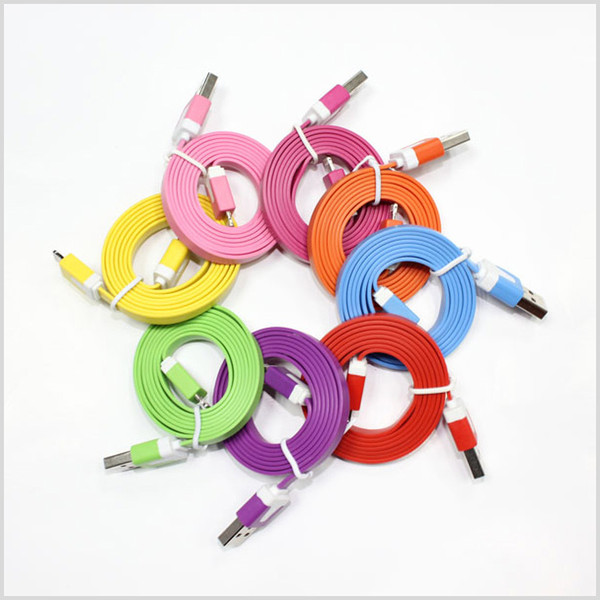 1M 3FT Noodle Flat Data USB Charging Cords Charger Cable Line Micro V8 for i 4 4S 5 5S 6 6S 7 Plus and Samsung HTC Android Phone MQ200