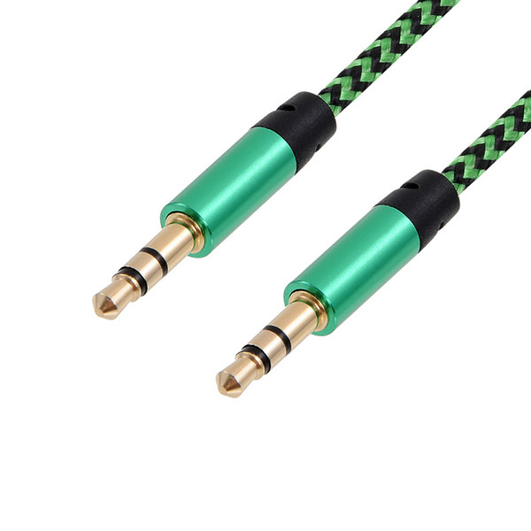 1m Nylon Aux Cable 3.5mm to 3.5 mm Male to Male Jack Auto Car Audio Cable Gold Plug Kabel line Cord For Iphone 7 Xiaomi speaker