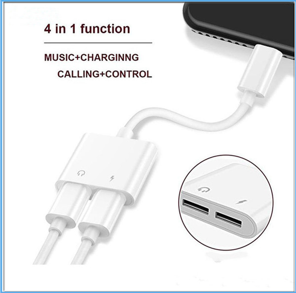 2 in 1 Dual Data Cable For Lightnin to Headphone Audio Charger Adapter Connectors For iPhone 7 8 X Plus For iOS 10.3 11 Charging Music MQ100