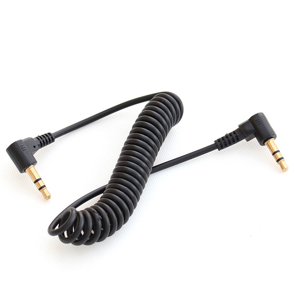 Spring Retractable Two Angled 3.5mm Male to Male Stereo Audio AUX Cable for Car