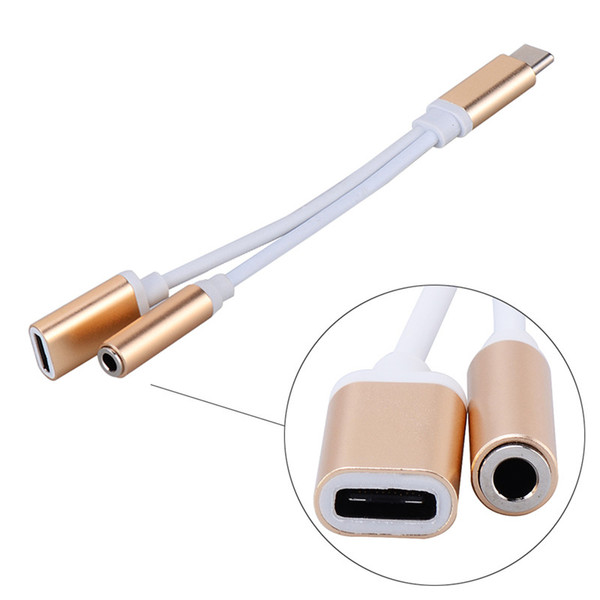 2in1 USB Type C Charging Audio Cable Type-C to 3.5 mm Audio Jack Headphone Earphone Splitter Adapter Cable for Moto Xiaomi