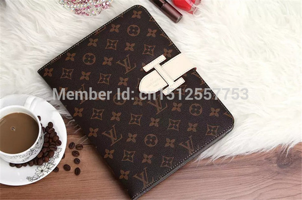 Fashion Brand Grid Leather Flip Case For New iPad 9.7 2018 Flip Cover for iPad Air Luxury Wallet Credit Card Holder for iPad mini 1 2 3 4