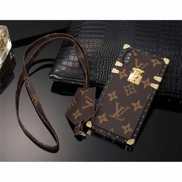 Luxury Grid PU Leather Phone Case For iPhone XS MAX XR 6 7 8 8plus Case Plug Card Cellphone Case Back Cover