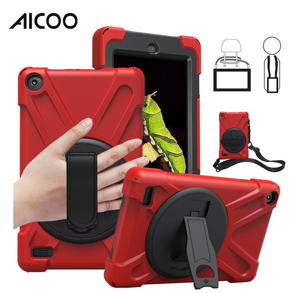 Aicoo Hybrid Shockproof Armor Holder Shoulder Belt for New iPad 9.7 2017 Air 2019 Mini5 Pro11 2018 Samsung Tab A T590 T595 Amazon Fire OPP