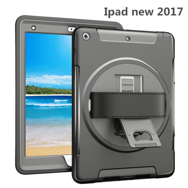 for 2017 new iPad pro 10.5 9.7 ipad air 2 mini 4 Kickstand 360 Degree Rotable Tote Hand Strap Shockproof Case