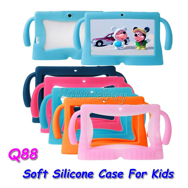 7 Inch Android Tablet PC Cases Colorful Big kawaii Ears Series Safety Soft Silicone Gel Cover Case for Q88 universal Kids Children gifts