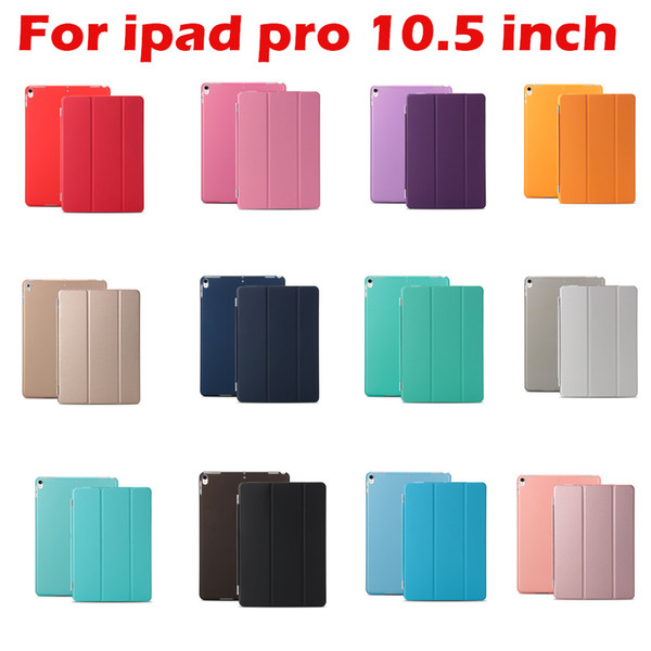 New Arrive For Ipad Pro 10.5 inch Smart Cover Ultra Thin PU Leather Smart Magnetic Foilo Clear Transparent Flip Stand Case Cover