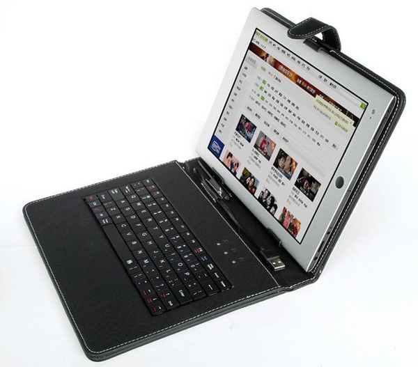 Black Leather Case with USB Interface Keyboard for 10 MID Tablet PC dhl/fedex free shipping