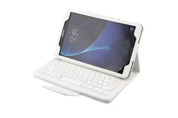 Ultra Slim Detachable Bluetooth Keyboard Portfolio Leather Case Cover for Samsung TabA T580