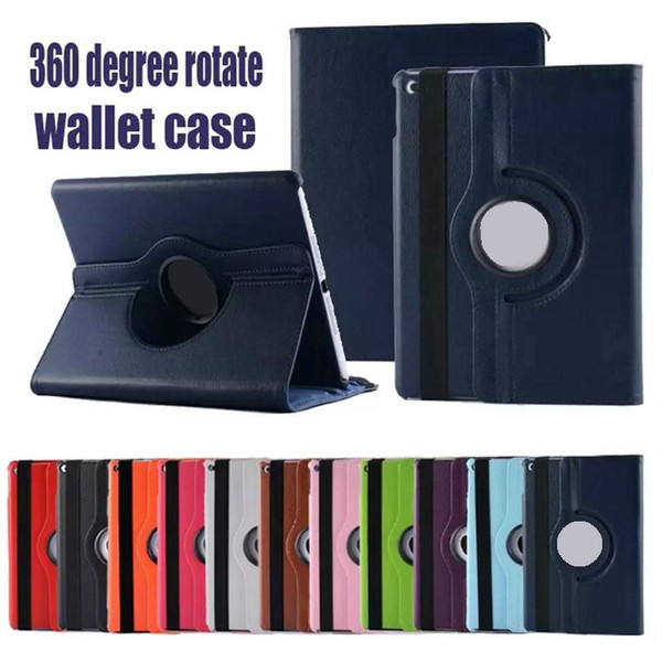 For iPad mini 2 3 4 Case Lichee Pattern Case Fashion 360 Degree Rotation PU Leather Stand Cases For ipad5 Air1 Air2 Case OPP Bag OM-Q2