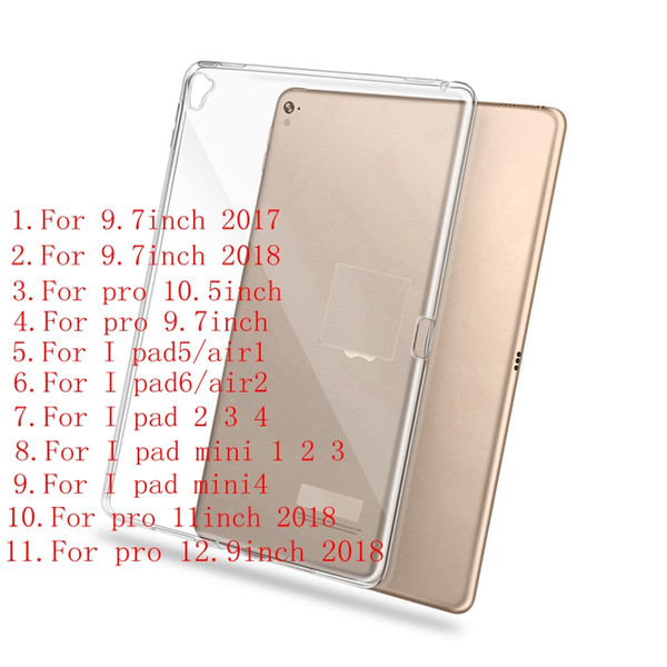 Ultra-thin Clear TPU Soft Cover Case For iPad Pro 11 12.9 9.7 2 3 4 5 6 Air Mini Transparent Case