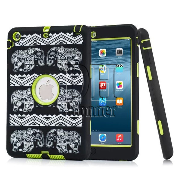 DHL Free Relief Elephant Extreme Military Survival Silicone Shockproof Cover Heavy Dust Shock Proof Case Cover For iPad mini 123 50Pcs