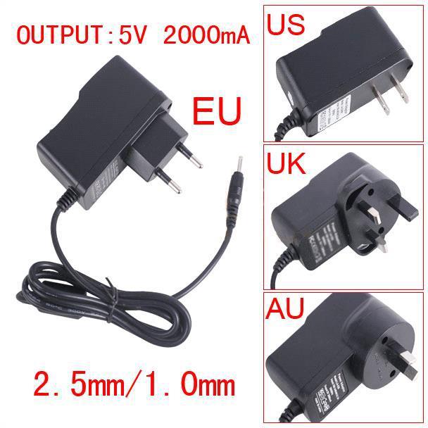 Freeshipping 5V 2A DC 2.5mm Plug Converter Wall Charger Power Supply Adapter for A13 A23 ALL Tablet EU US UK plug Retail