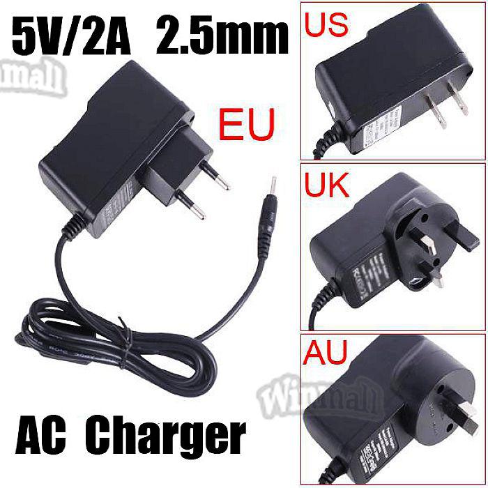 5V 2A 2.5mm US EU UK Plug Converter Charger Power Supply AC Adapter for All Android Tablet PC Q88 Allwinner