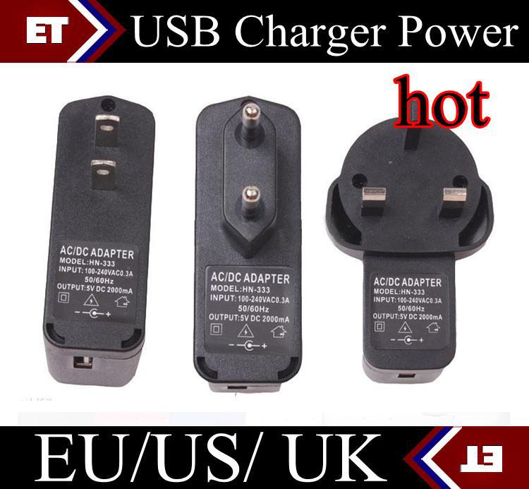 DHL 100pcs 5V 2a US/UK/EU plug AC Power adapter USB Charger for Tablet PC CCTV Camera CAA-A