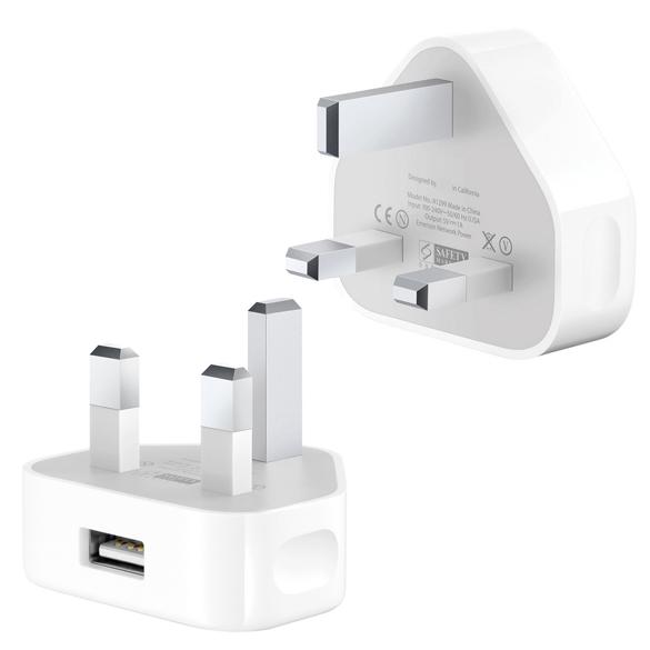 Travel Wall Charger Adapter UK Plug 3 Pin Output Rea 5V 1A Original OEM Quality For iPhone 4S 5 5S 6 6s 7 7 Plus White