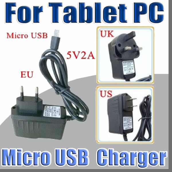 Micro USB 5V 2A Charger Converter Power Adapter US EU UK plug AC For 7