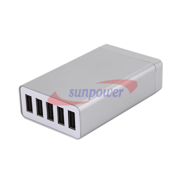 5 USB Ports Travel Charger 5V 10A 50W Wall Adapter US / EU / AU / UK for Iphone 4S 5 6 Ipad 2 3 4 Samsung HTC Nokia