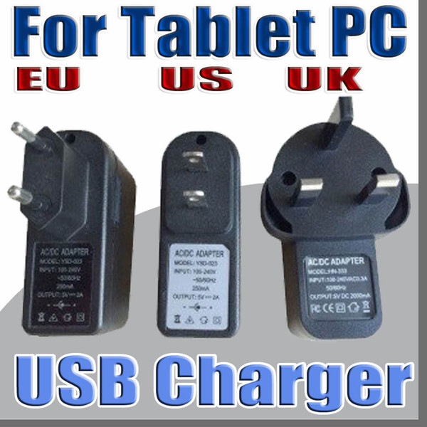 EU US UK Plug Universal USB Charger AC Power Adapter for Q88 A33 3G 4G 7 9 10 inch Tablet PC Cell phone 5V 2A C-PD