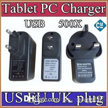 500X EU US UK Plug Universal USB Charger AC Power Adapter for Tablet PC Cellphone 5V 2A