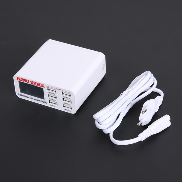 Wholesale- 5V 6A 6 USB Port Quick Charger Hub Wall Charging Adapter Station LCD Display AC to DC USB Charger for Phone Mp3 Tablet EU Plug