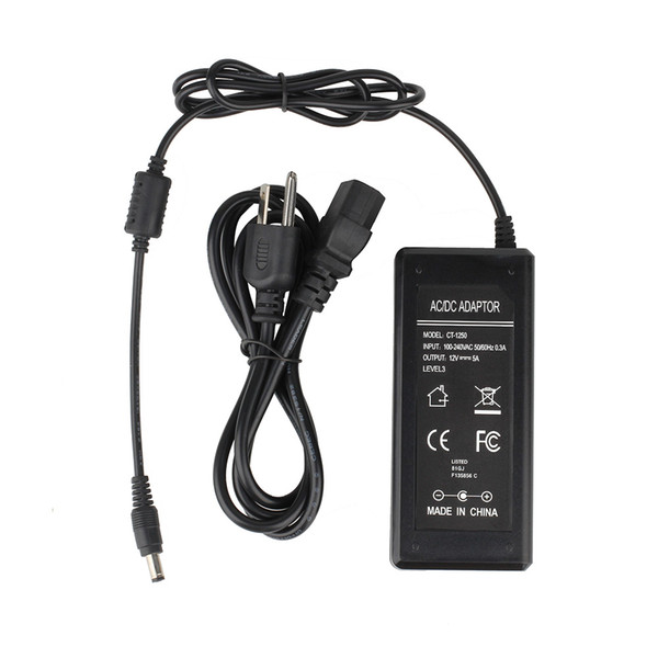 Wholesale-DUMVOIN 12V 5A Power Supply Adapter Switching 5.5*2.1mm For 5050 3528 RGB LED Strip/Wireless Router, ADSL Cats, HUB,CCTV Cameras