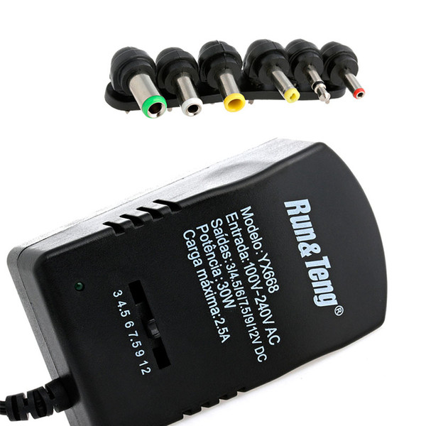 Wholesale- 2.5A Power Charger ADAPTER Universal 3,4.5,6,7.5,9,12V 2.5A Power Supply for for use with all major brand equipment