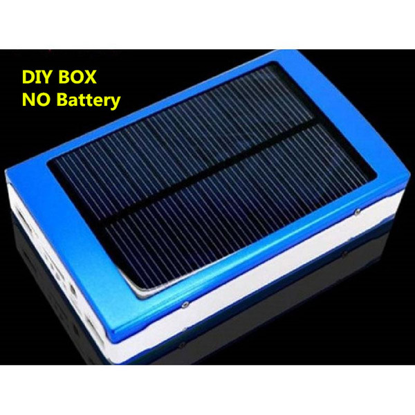 Wholesale- 5 Color Solar Power Bank Case DIY Box 5V Dual USB LED PCBA Circuit Board Solar Power Panel Kit For 5*18650 Battery