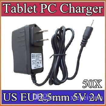 50X 2.5mm 5V 2A Charger Converter Power Adapter US EU plug 100-240V AC 50/60Hz for 7