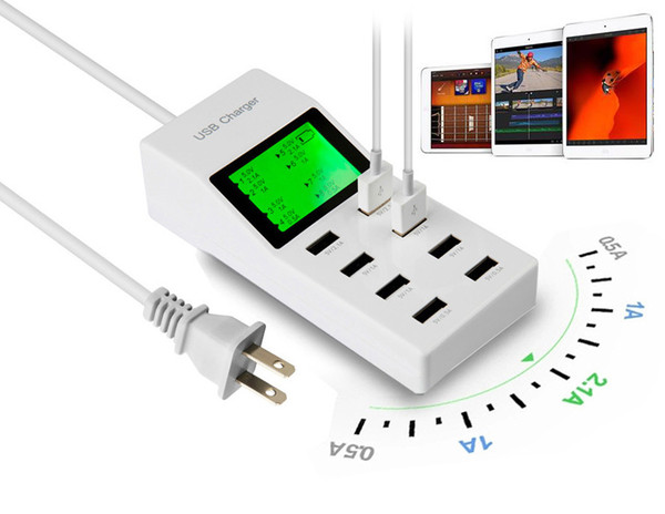 Universal 8 USB Charger LED LCD Screen Display Power Adapter Socket Smart Charger for Tablet Tab Phone etc.