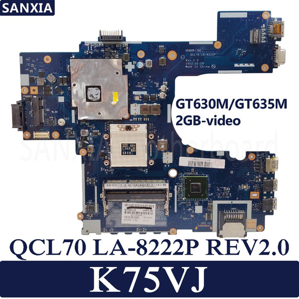 KEFU QCL70 LA-8222P REV2.0 Laptop motherboard for ASUS K75VJ Test original mainboard GT630M/GT635M-2GB