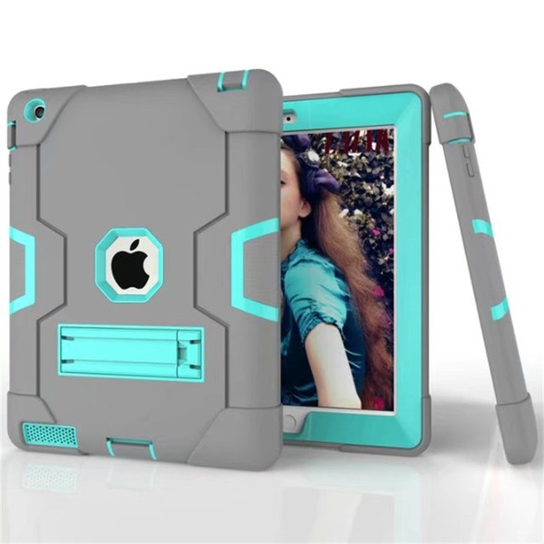 For Ipad 2 3 4 Robot Stand Tablet Pc Case Hybrid Pc Tpu 3 In 1 Shockproof Back Cover