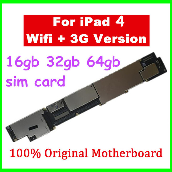 For Ipad 4 16GB 32GB 64GB 100% Original Motherboard Unlocked Mainboard IOS System Logic board With Chips For Replacement Repair