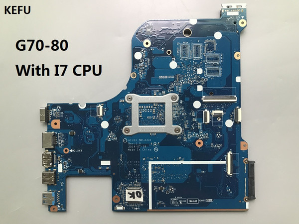 KEFU AILG1 NM-A331 FOR Lenovo FOR Ideapad G70-80 Laptop Motherboard With i7 processor DDR3L 100% Fully Tested