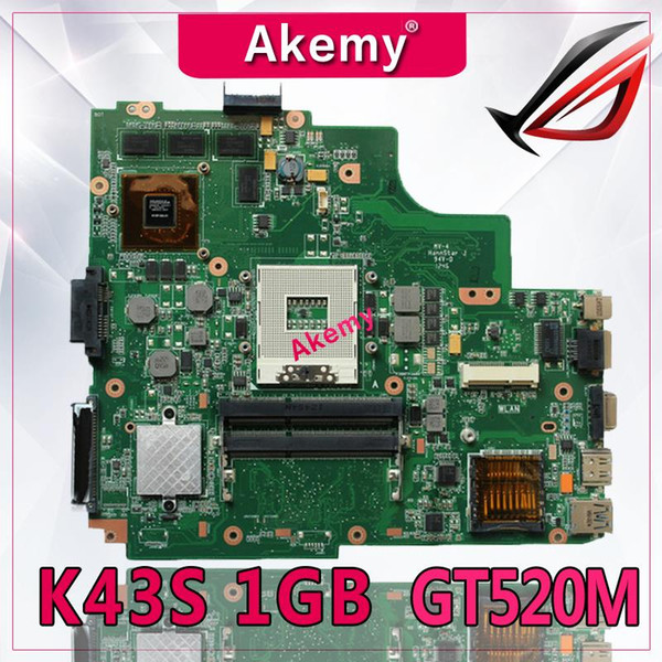 Akemy K43SJ laptop Motherboard For ASUS X43S A43S K43S A83S A84S K43SV Mainboard 100% OK REV:4.1 1GB GT520M