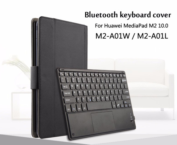 For Huawei MediaPad 10.0 M2-A01W / M2-A01L Magnetically Detachable ABS Bluetooth Keyboard Portfolio PU Leather Case Cover + Gift