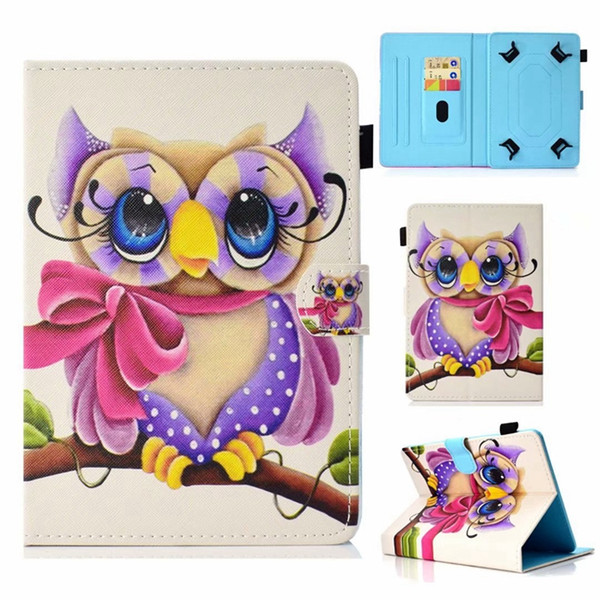 Universal For 7 8 10 inch Tablet Samsung Galaxy Tab iPad Tablet PC Cartoon Leather Wallet Case Sea Butterfly Mandala Tower Owl Skin Cover