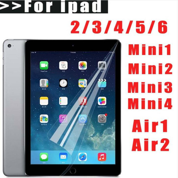 Clear LCD Screen Protector Cover Guard Film + Cloth for New iPad 2017 2018 9.7 Pro 11 10.5 2 3 4 5 6 Air Air2 Mini Mini2 Mini3 Mini4