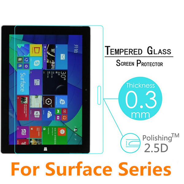 100PCS 2.5D Tempered Glass Screen Protector For Microsoft Surface Pro 1/2/3/4/5/6 RT Go Book 1/2 Protective Film (No Retail Package) DHLFree