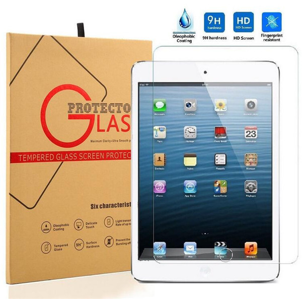 For ipad pro mini 3 4 9H 0.4MM Tempered Glass Screen Protector Film Explosion-Proof Screen Guard with boxes for ipad 2 3 4 5 air pro 12.9'