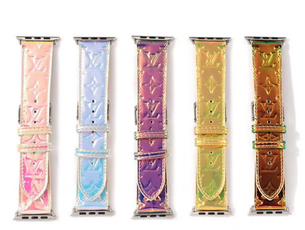 Luxury iwatch Bands Patent leather color For Apple watch band 44mm 42mm 40mm 38mm Watch Bracelet Smart Wrist Band