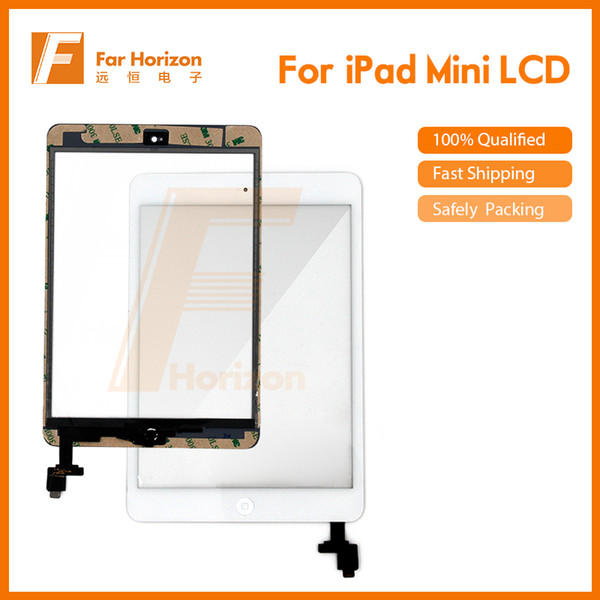 Free Shipping & Hot Selling High Quality Touch Screen Glass Panel with Digitizer Buttons Adhesive for White iPad mini With Dust-proof Film