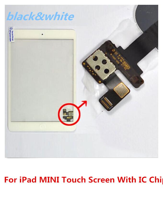 Great A Quality For iPad MINI ipad mini 1/2/3/4 Front Touch Screen Glass Digitizer with IC Chip Black&white color with Home Button Adhesive