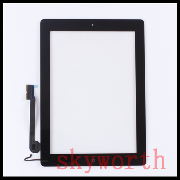 For iPad 2 3 4 Touch Panel Screen Glass Digitizer replacements With home button & adhesive Complete Assembly DHL