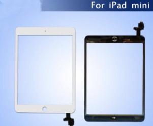 For White iPad mini Touch Screen Digitizer + IC home button+ adhesive replacement & Free DHL Shipping