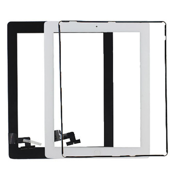 Touch Screen Glass Panel with Digitizer Buttons Adhesive for iPad 2 3 4 Black and White Free DHL