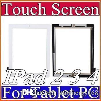 OEM Touch Screen Glass Panel with Digitizer Buttons Adhesive for iPad 2 3 4 Black and White A-TP